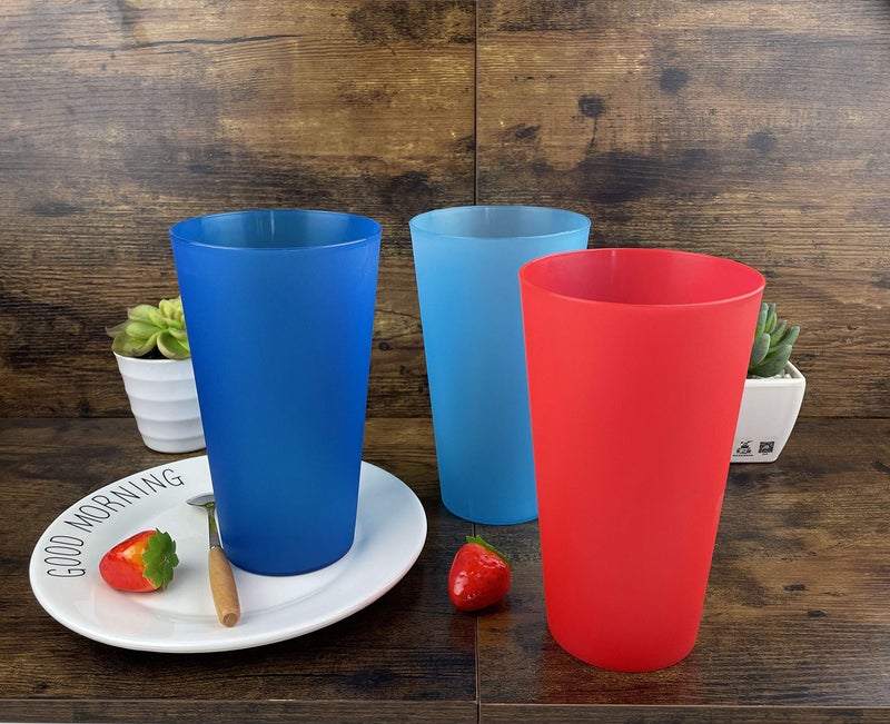 AOYITE Large Plastic Cups Reusable - 32 oz Water Tumblers Unbreakable Drinking Glasses set of 12 - BPA Free Dishwasher Safe Big Plastic Cups for Kids Kitchen Camping Party Outdoor - Image 2